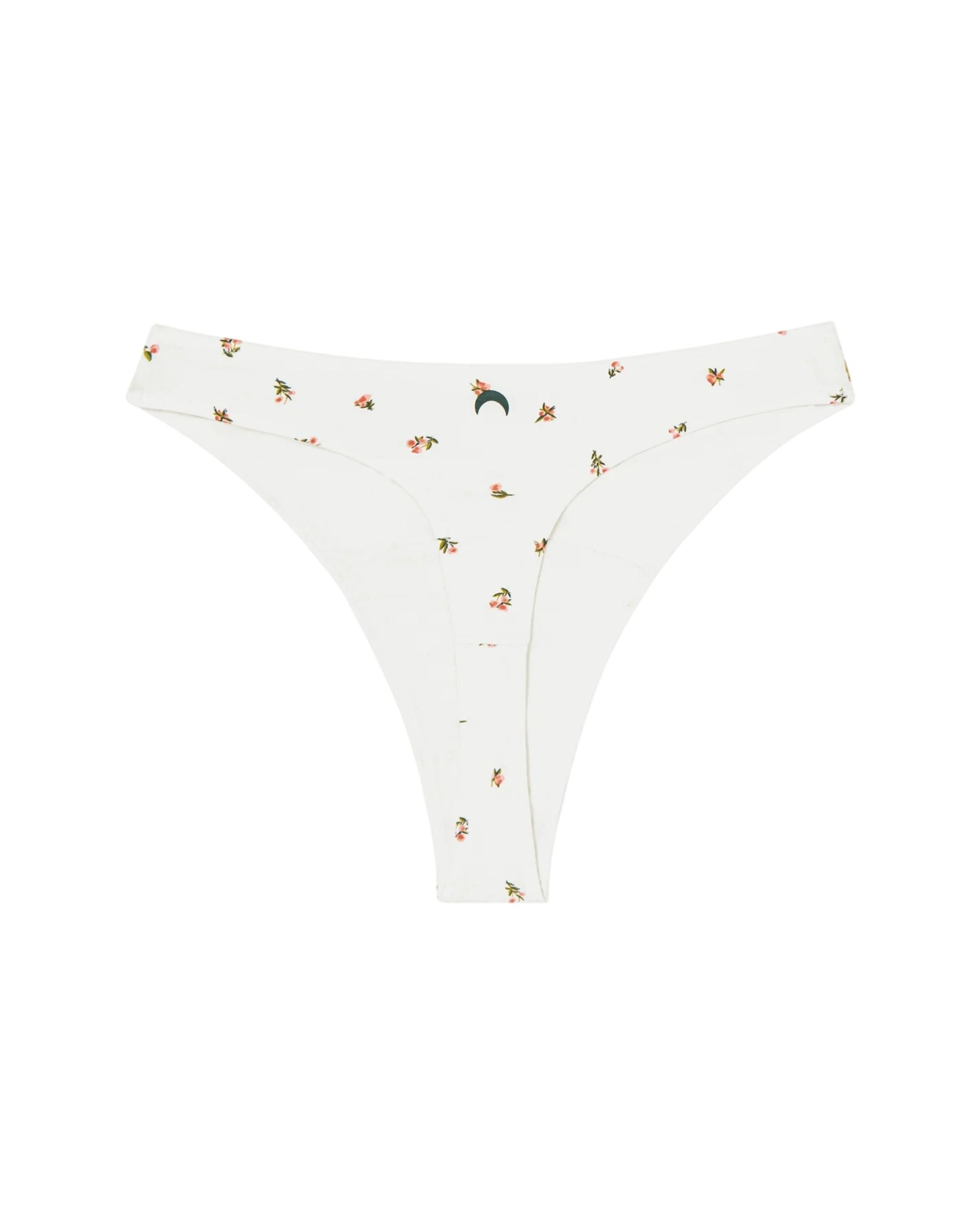 white high rise thong with a floral print