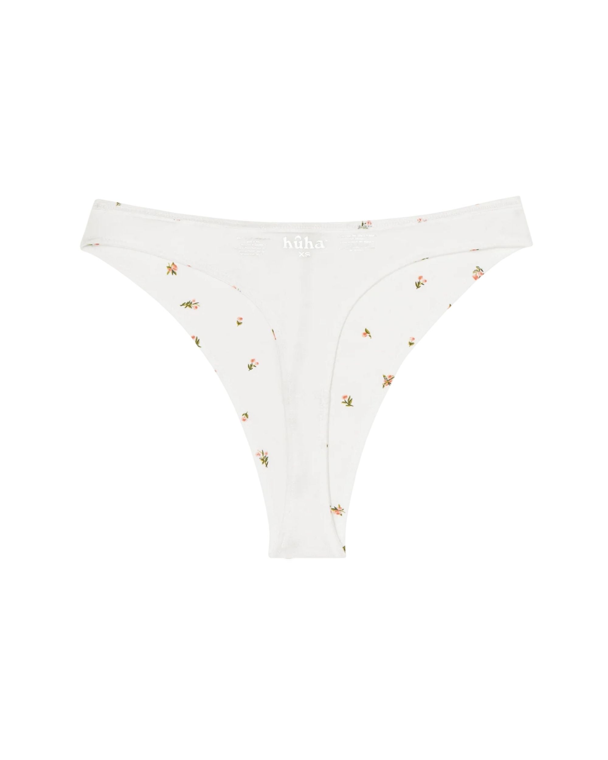 white high rise thong with a floral print