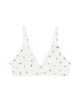 white triangle bra with a floral print