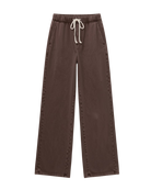 brown knit lounge pant with drawstring and wide leg
