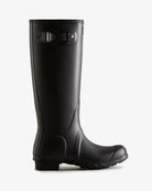 a picture of a tall black hunter rain boot