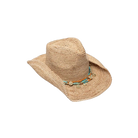 natural straw cowboy hat with beads around