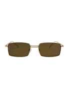 rectangular sunglasses with a gold frame and brown lenses 