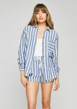 Load image into Gallery viewer, Sonia Blue Striped Button Up Shirt
