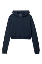 waffle knit zip hoodie in navy