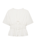 white v-neck short sleeve top 