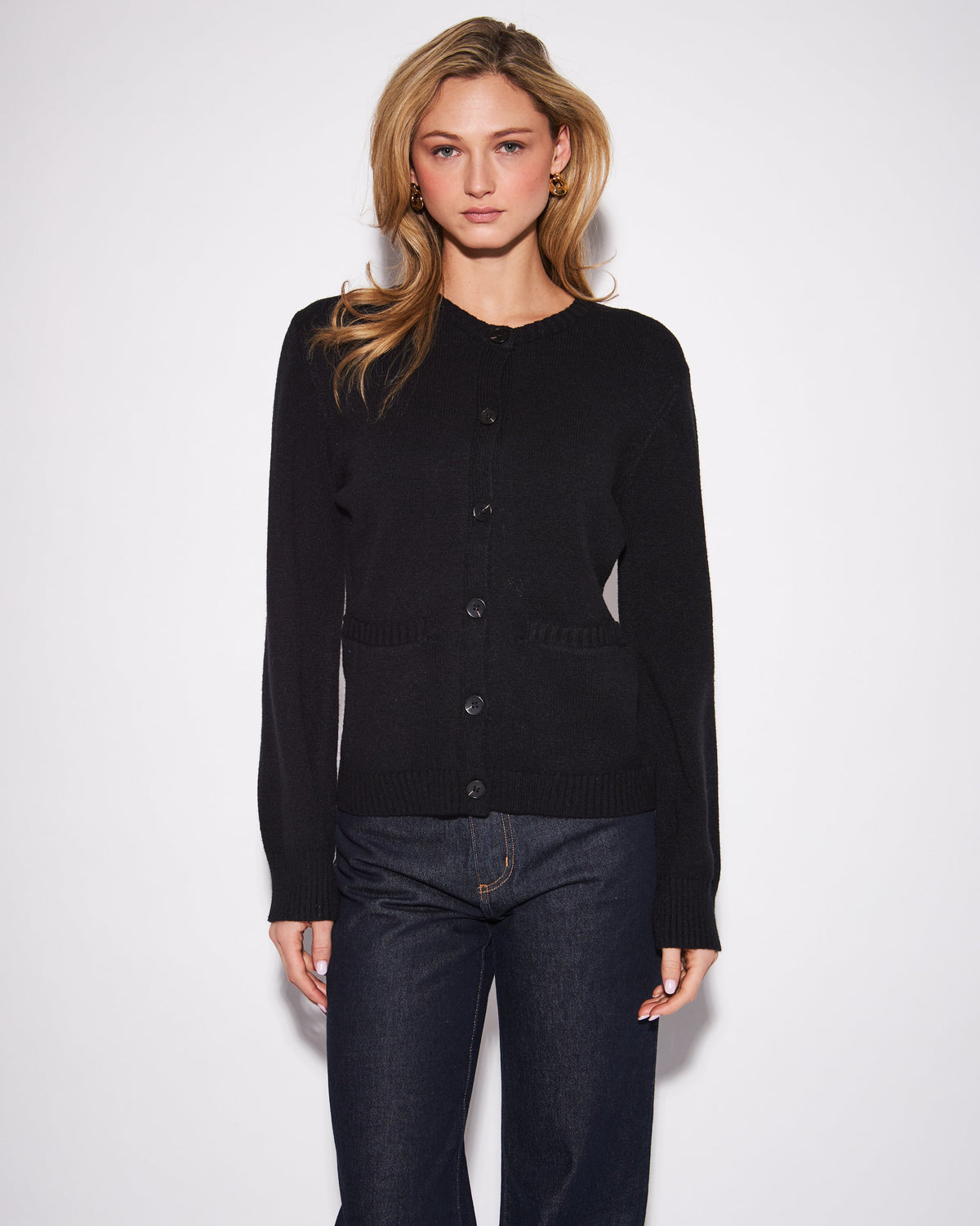 black cardigan with pockets