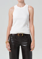 white ribbed tank top