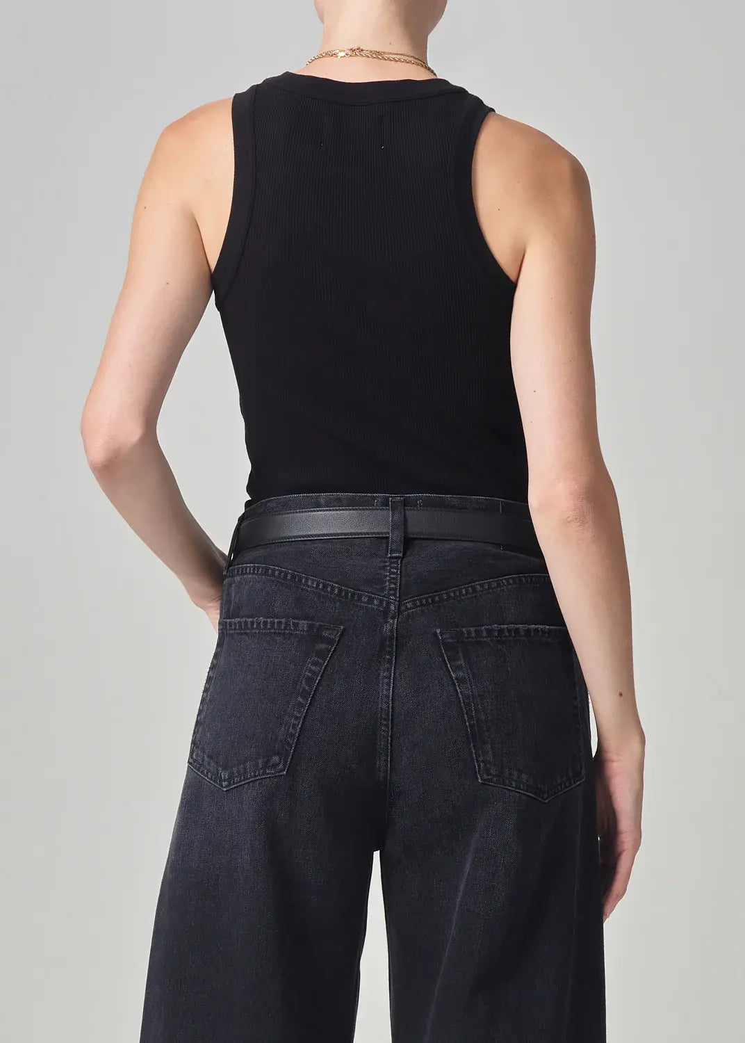 rib black racer back tank
