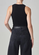 rib black racer back tank