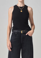 rib black racer back tank