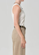 cream rib racer back tank