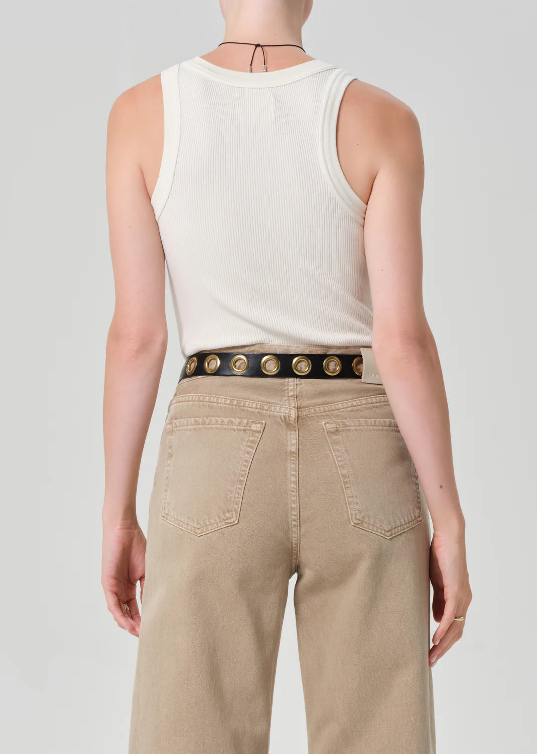 cream rib racer back tank