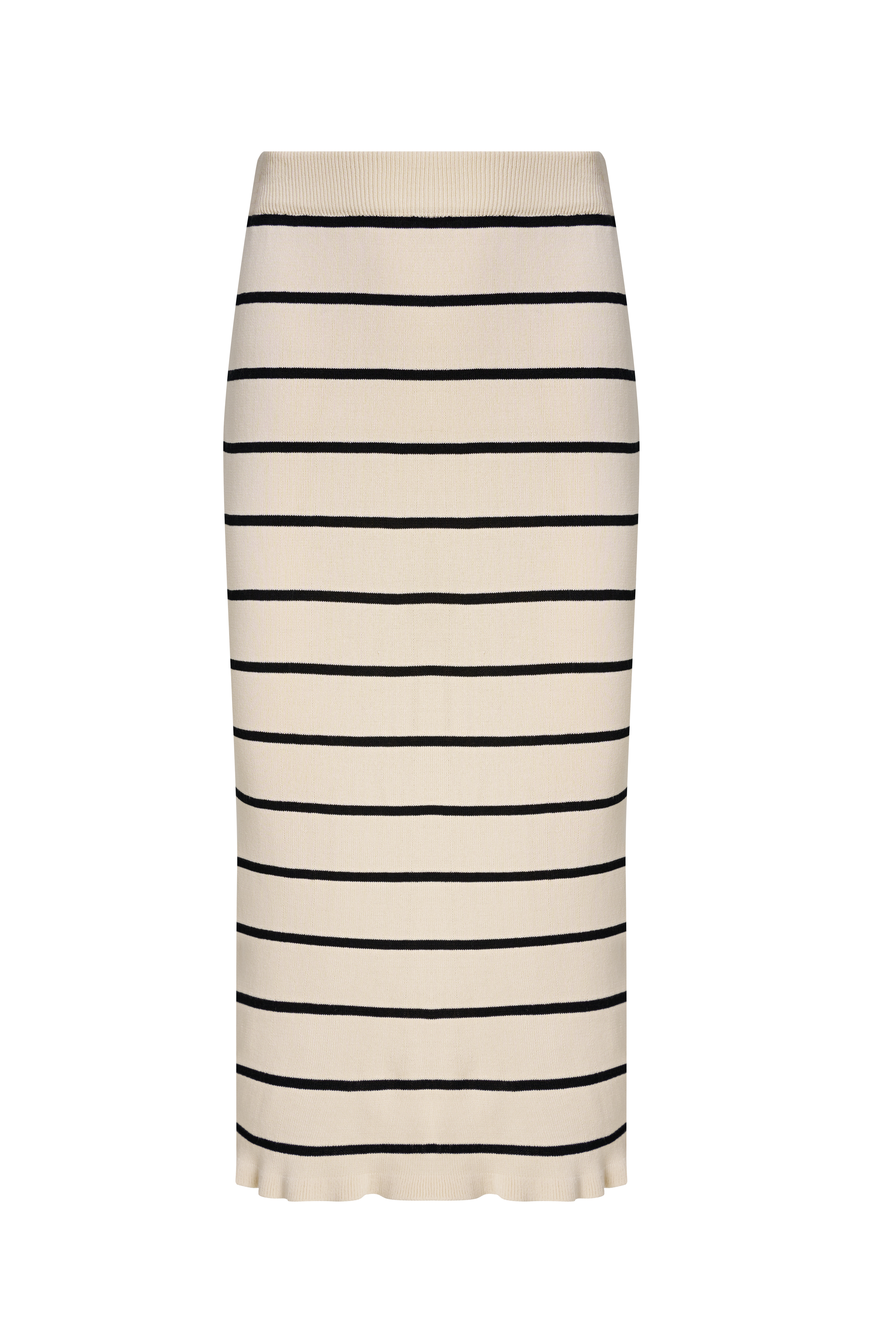 midi skirt with cream and black stripes