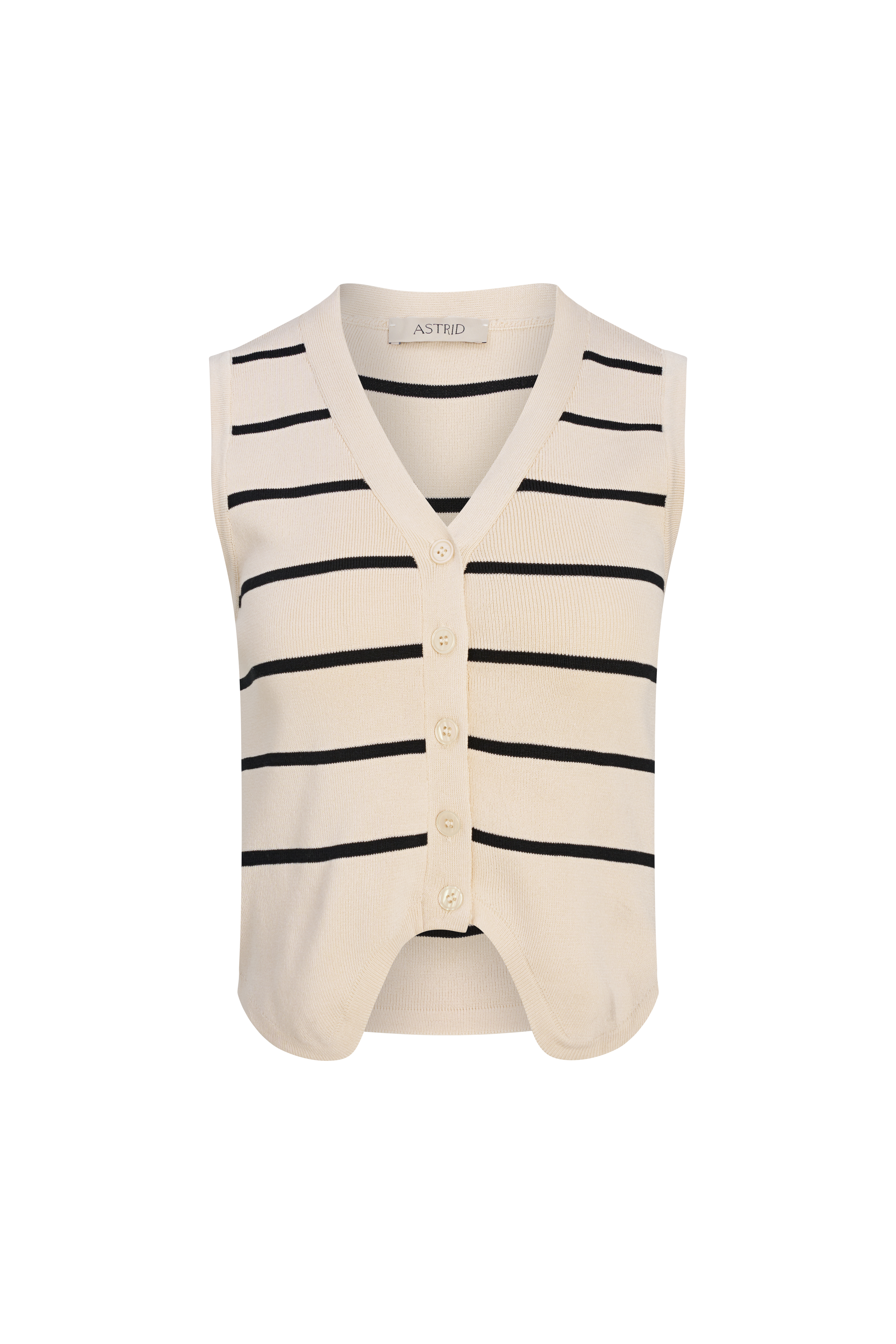 knit vest in cream with black stripes