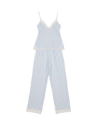 cami and pant sleep set in blue and white stripe