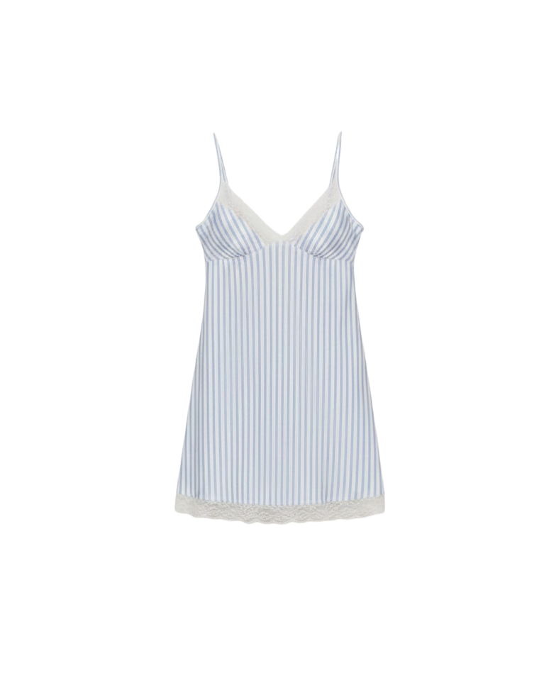 blue and white stripe cami dress