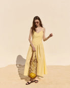 yellow midi dress