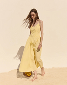 yellow midi dress