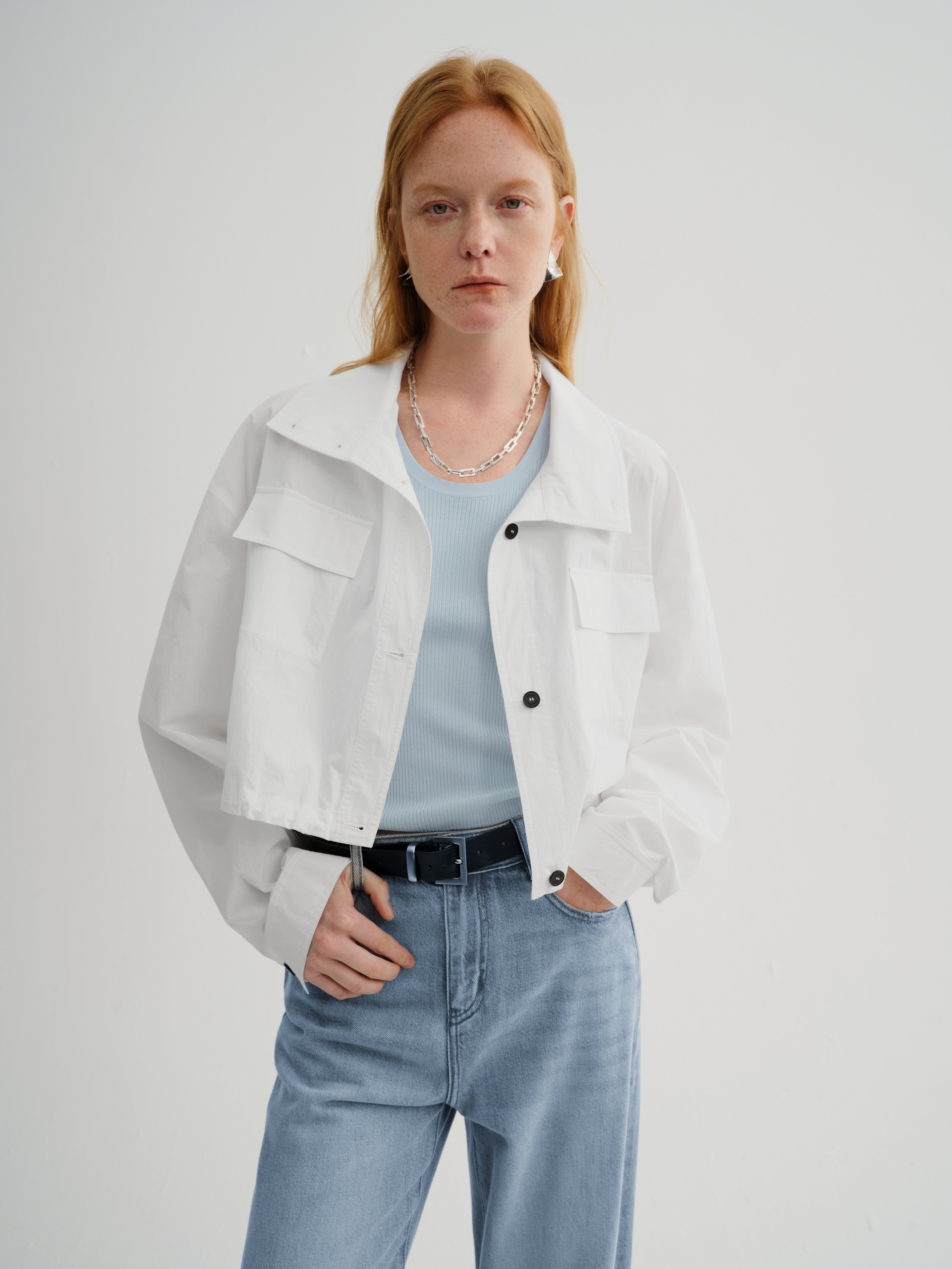 white cropped spring jacket 