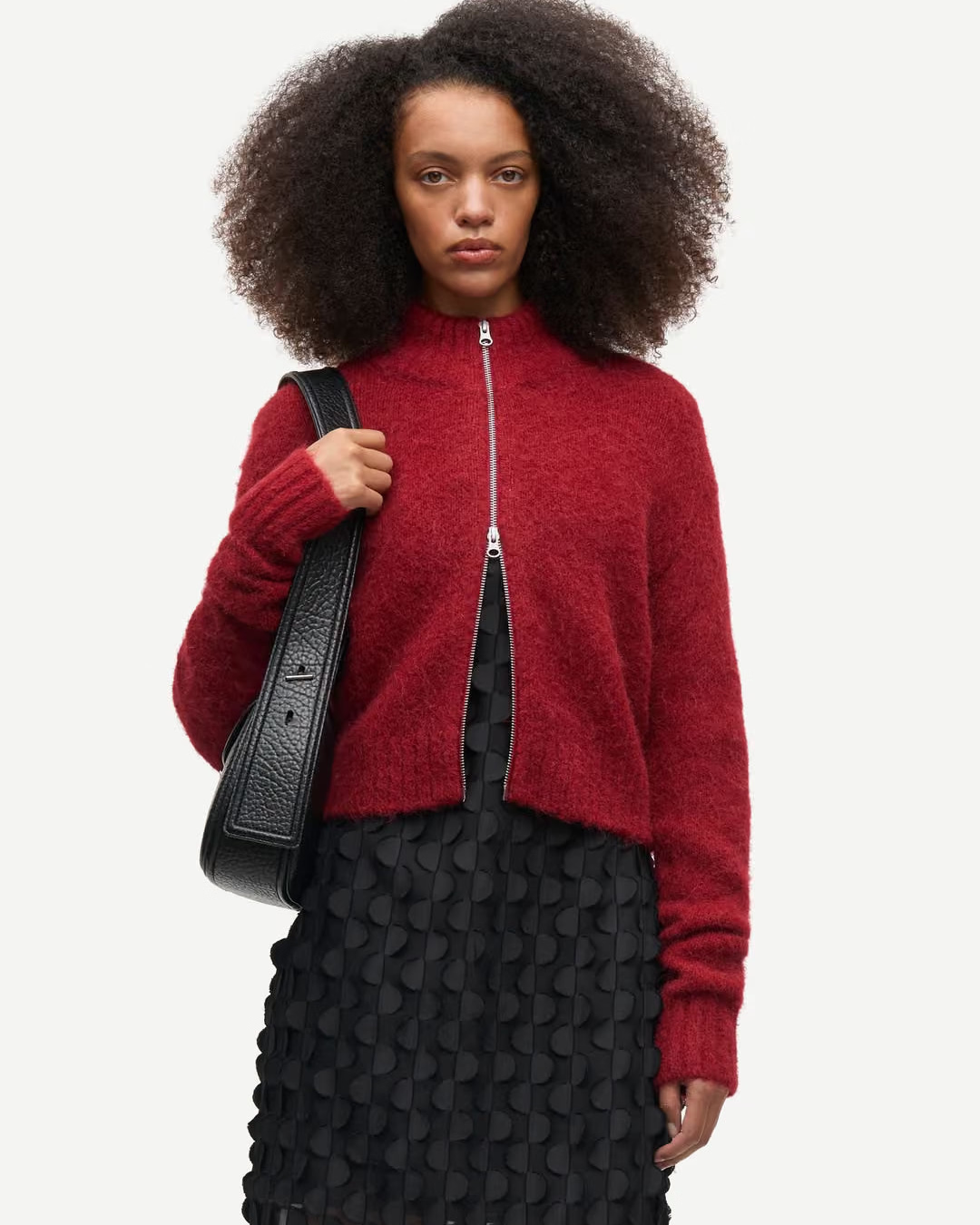 red zip sweater