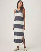 tank dress midi length with blue and white stripes