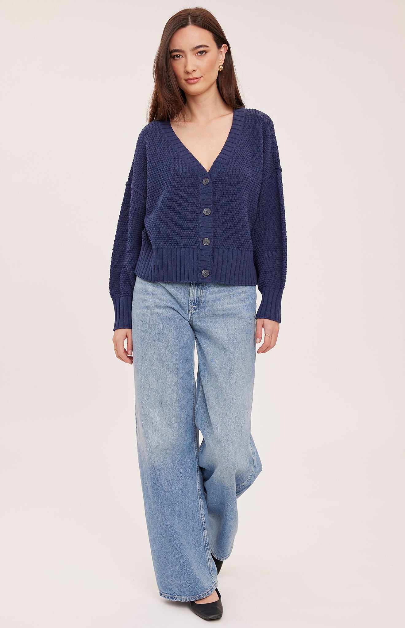 navy knit cardigan 