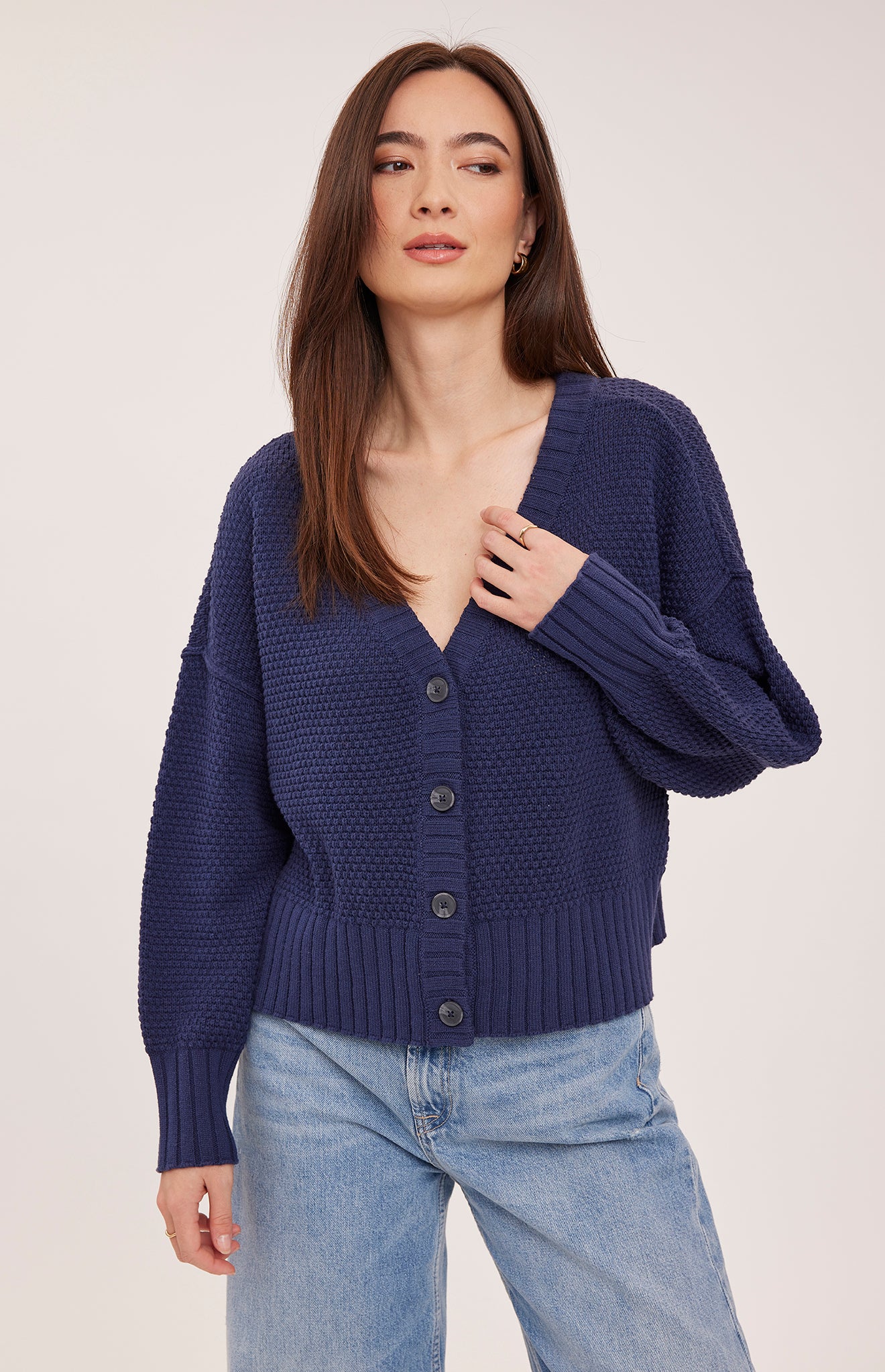 navy knit cardigan 
