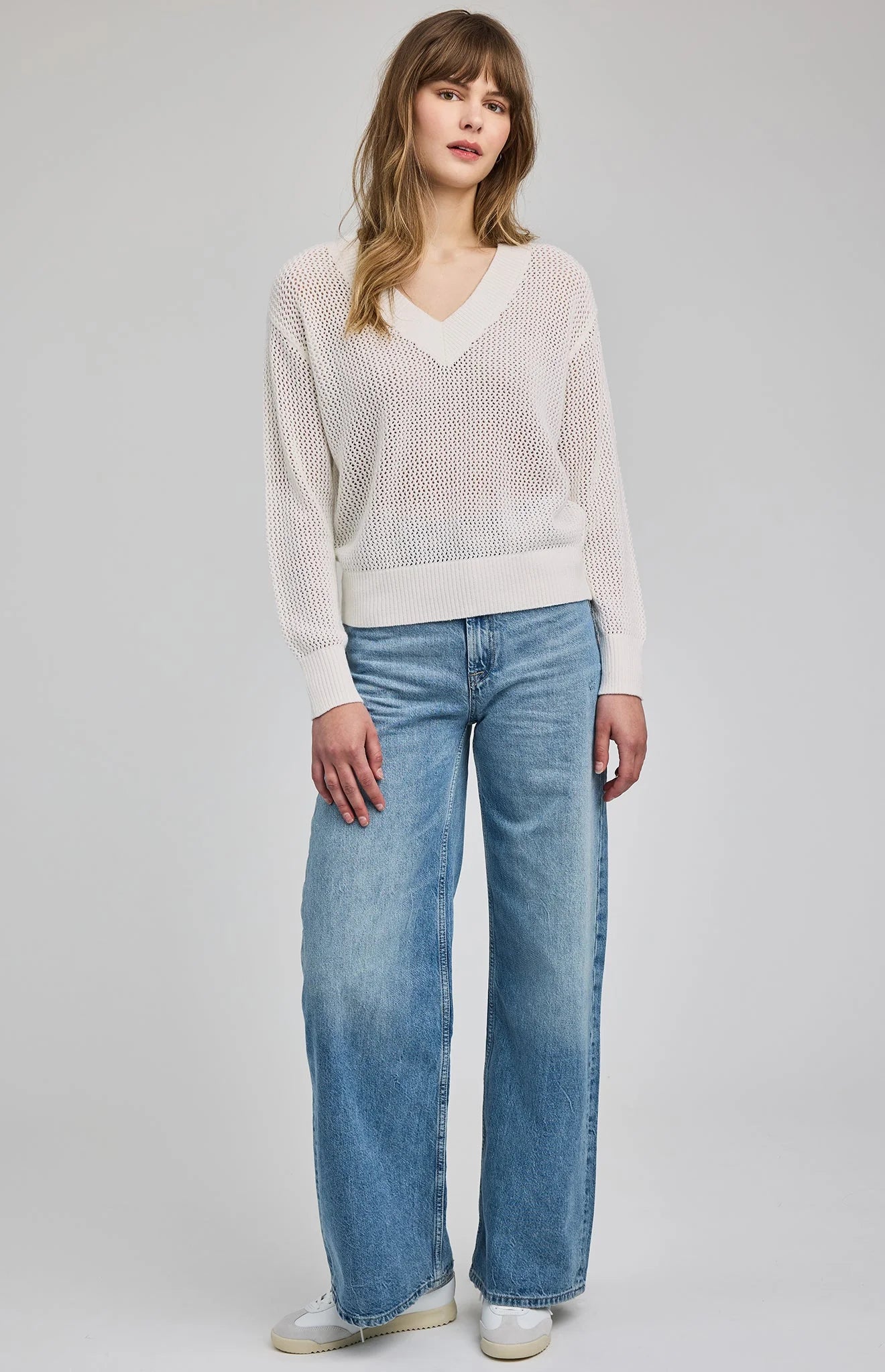 white open knit sweater