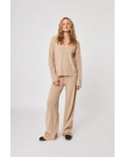 beige knit sweater with v-neck