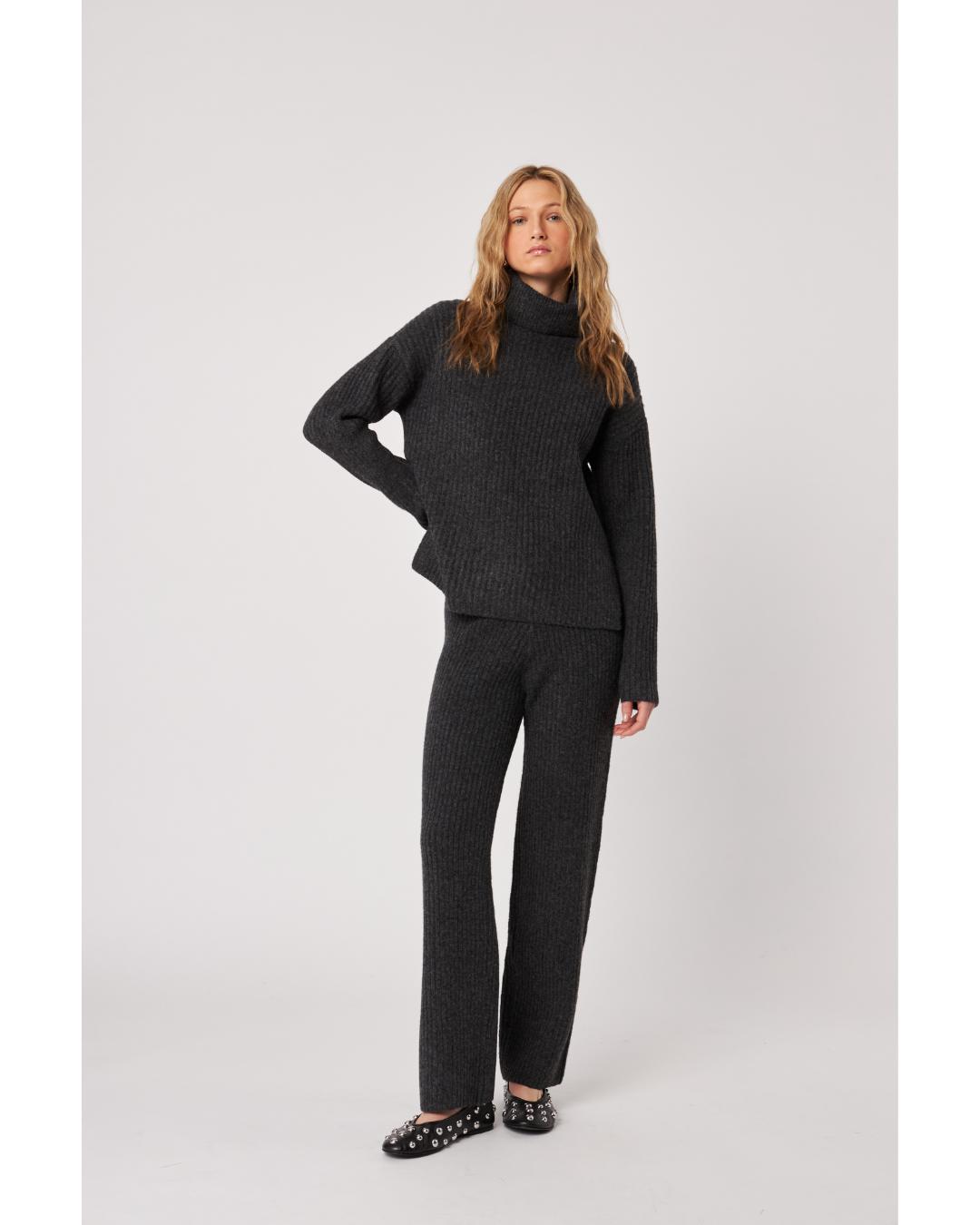 dark grey turtleneck sweater