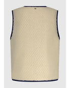 teddy vest in cream with black stitching 