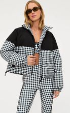 puffer jacket in black gingham