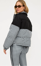 puffer jacket in black gingham