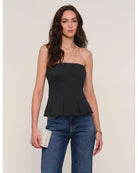 black strapless peplum top