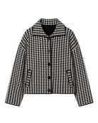 short coat in brown and white houndstooth design