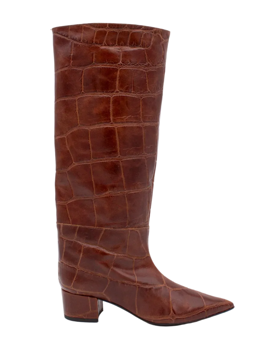 brown tall crocodile print boot