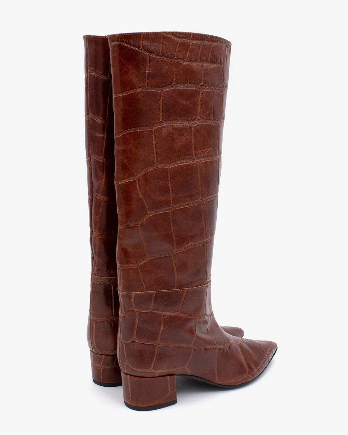 brown tall crocodile print boot