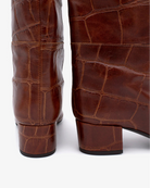 brown tall crocodile print boot