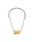 black string necklace with statement gold pendent 