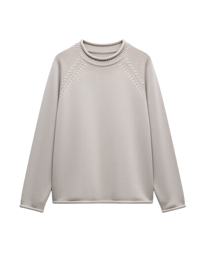 cream knit sweater with roll neck