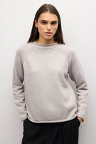 cream knit sweater with roll neck