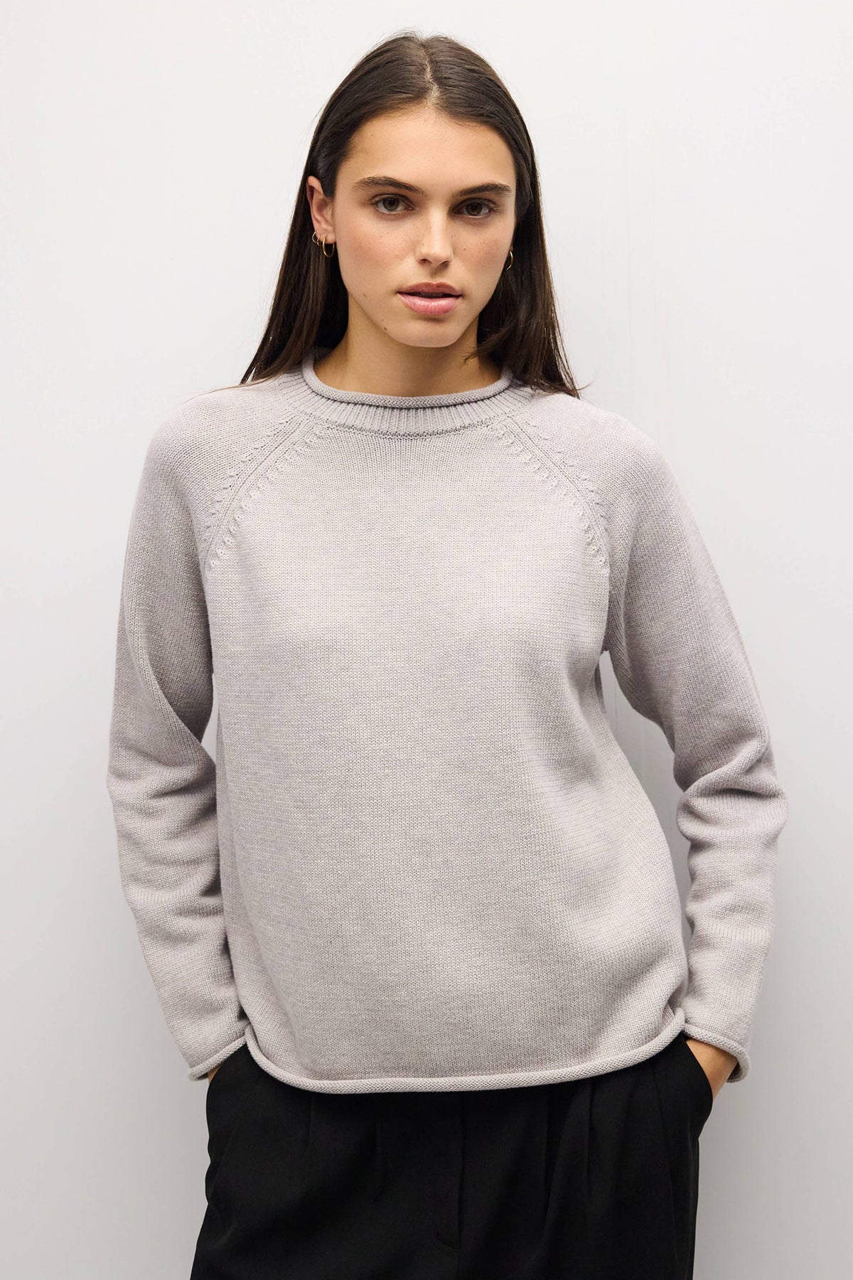 cream knit sweater with roll neck