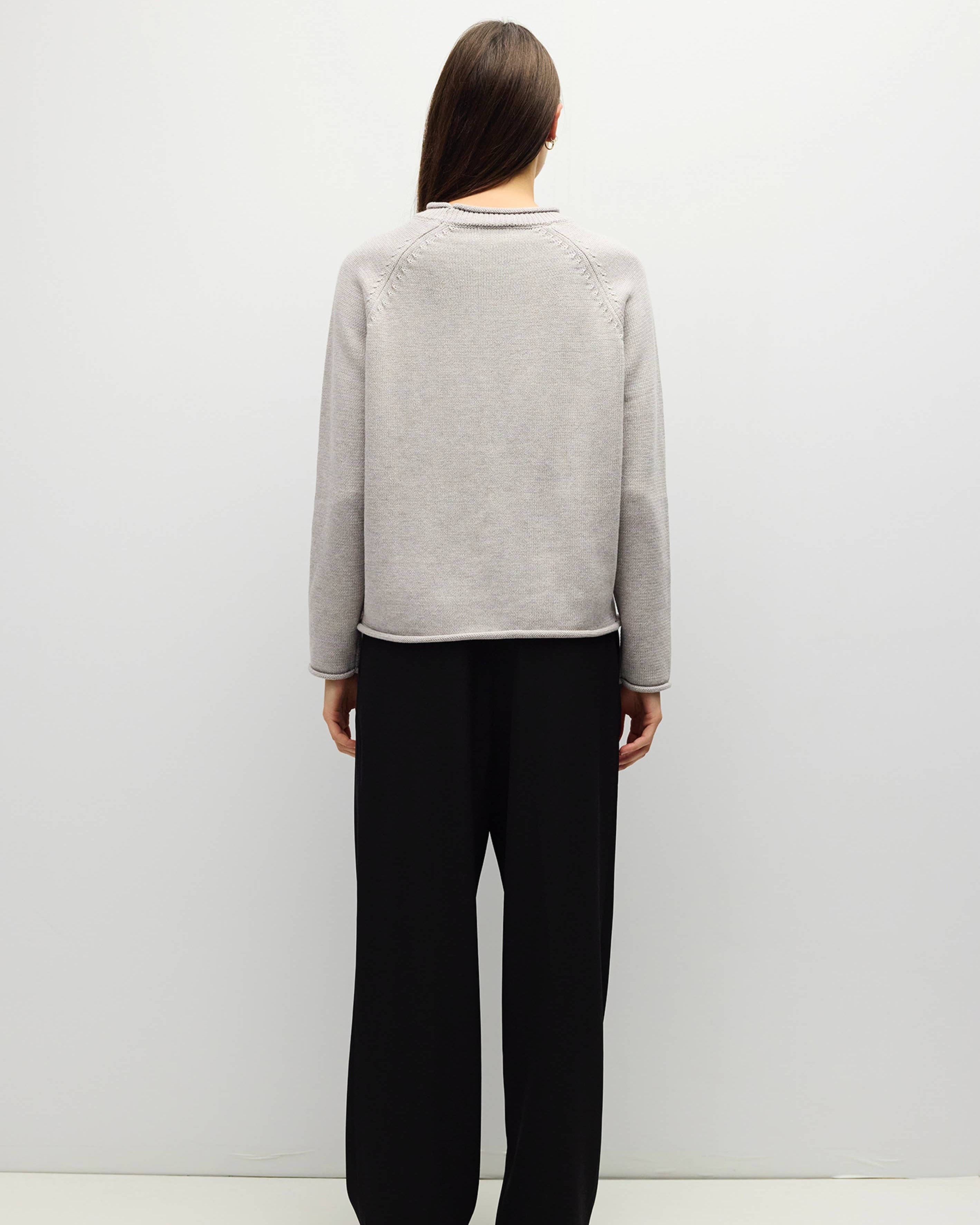 cream knit sweater with roll neck