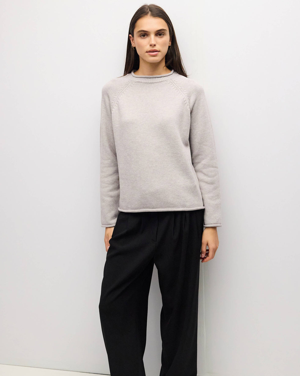 cream knit sweater with roll neck