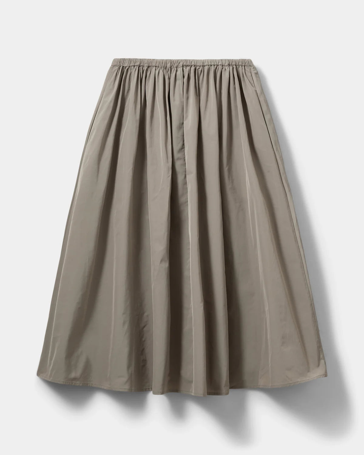 midi a line skirt in a light khaki green
