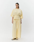 midi a line skirt in yellow