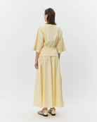 midi a line skirt in yellow