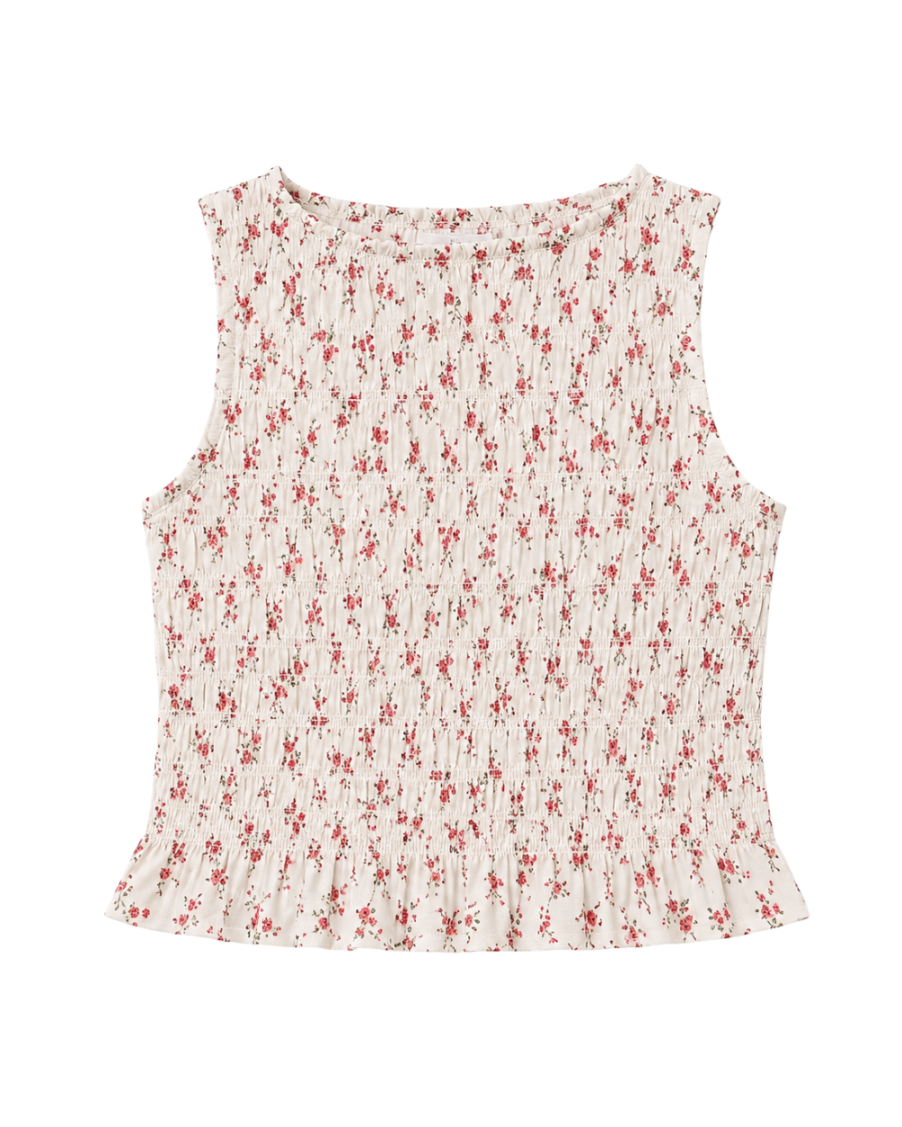 sleeveless rouched floral print