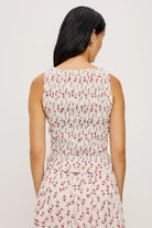 sleeveless rouched floral print